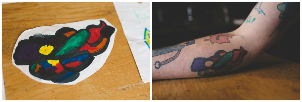 Tēvs atrāda tetovējumus, ko zīmējis viņa piecgadīgais dēls