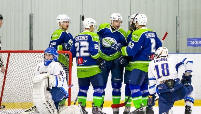 'Mogo' un 'Kurbads' hokejisti izcīna ļoti graujošas uzvaras Latvijas čempionāta spēlēs
