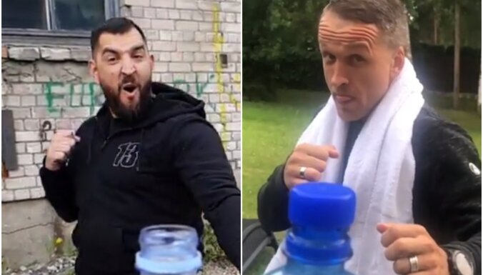 Video: Arī Vidzis un Rešetins metas 'pudeles korķīša izaicinājumā'