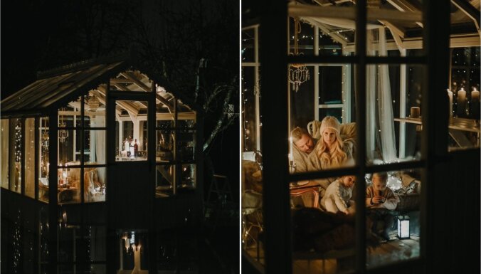 Ciemos: Rūtas Dvinskas ģimenes siltumnīca pārvērtusies par Ziemassvētku pasaku namiņu