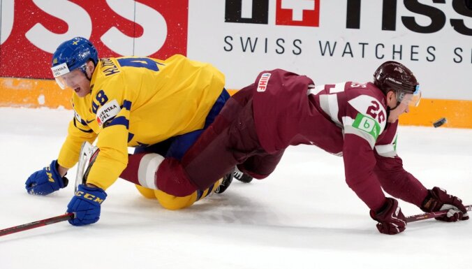 ФОТО, ВИДЕО: Ключевое поражение Латвии от Швеции на чемпионате мира