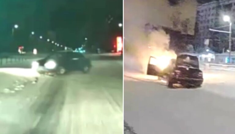 ВИДЕО: "Хочу умереть со своим BMW!" Пьяный юноша попал в аварию на маминой машине, машина сгорела