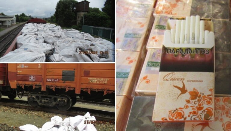 Foto: VID muitnieki kravas vilcienos uziet 180 000 kontrabandas cigarešu