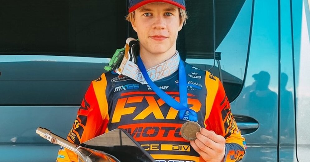 Jānis Reišulis gained a silver medal at the junior motocross earth championship in the 125 cubic centimeter class