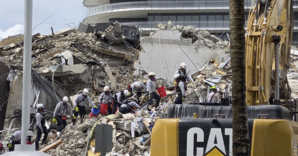 Rescue work continues on the collapsed US building;  159 are considered missing